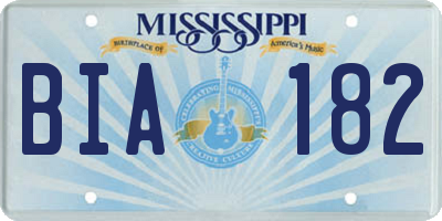 MS license plate BIA182