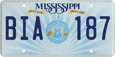 MS license plate BIA187