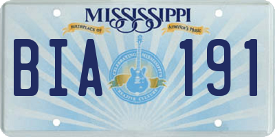 MS license plate BIA191