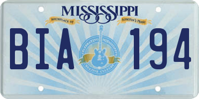 MS license plate BIA194