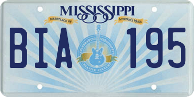 MS license plate BIA195