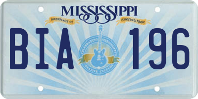 MS license plate BIA196