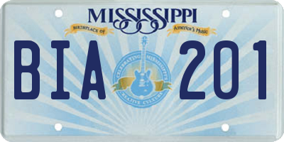 MS license plate BIA201
