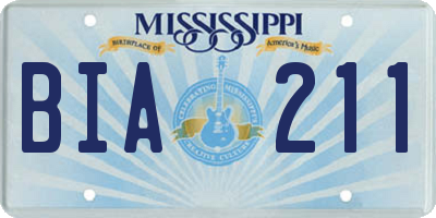MS license plate BIA211