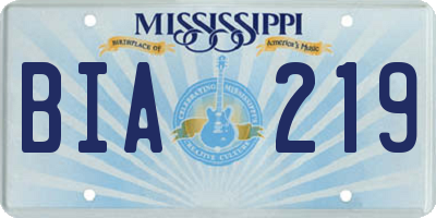 MS license plate BIA219