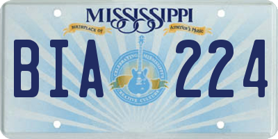 MS license plate BIA224