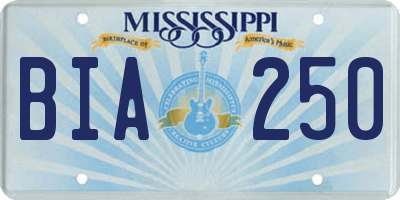 MS license plate BIA250