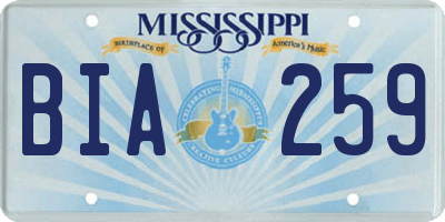 MS license plate BIA259