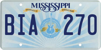MS license plate BIA270