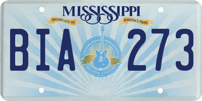MS license plate BIA273