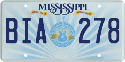 MS license plate BIA278