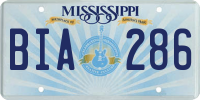 MS license plate BIA286
