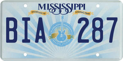 MS license plate BIA287
