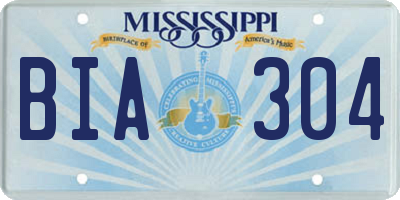 MS license plate BIA304