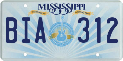 MS license plate BIA312