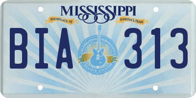 MS license plate BIA313