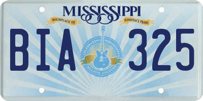MS license plate BIA325