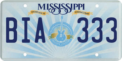 MS license plate BIA333