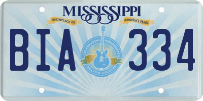MS license plate BIA334