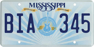 MS license plate BIA345