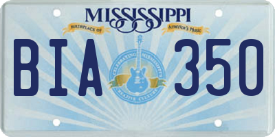 MS license plate BIA350