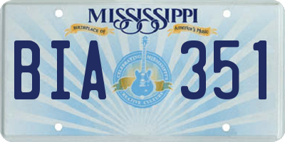 MS license plate BIA351