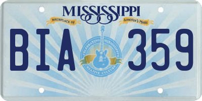 MS license plate BIA359