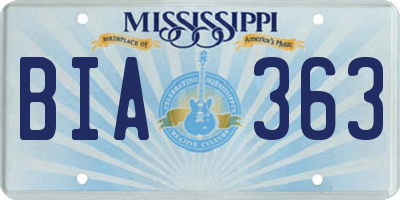 MS license plate BIA363