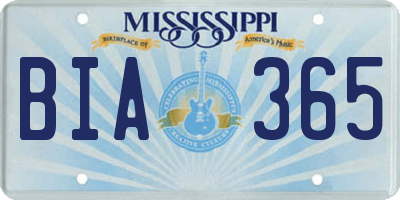 MS license plate BIA365