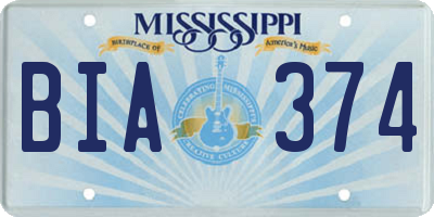 MS license plate BIA374