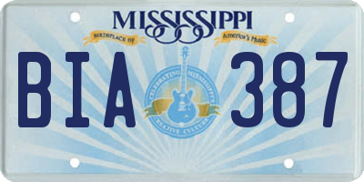 MS license plate BIA387