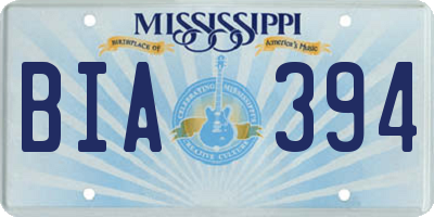 MS license plate BIA394