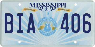 MS license plate BIA406