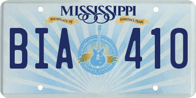 MS license plate BIA410