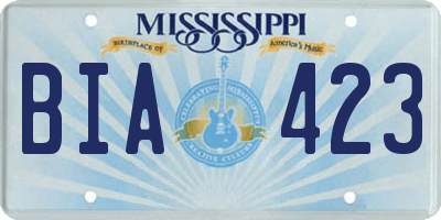 MS license plate BIA423