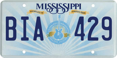 MS license plate BIA429