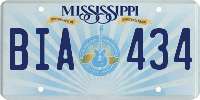 MS license plate BIA434