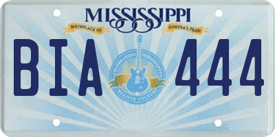 MS license plate BIA444