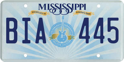 MS license plate BIA445