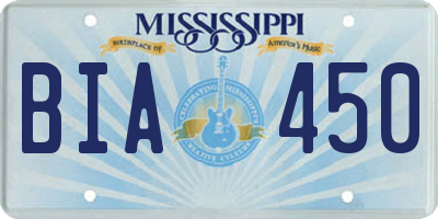 MS license plate BIA450
