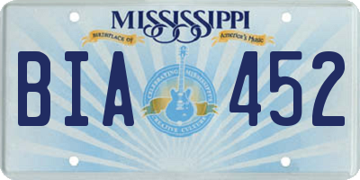 MS license plate BIA452