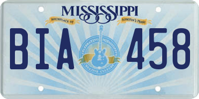 MS license plate BIA458
