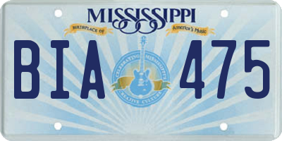 MS license plate BIA475