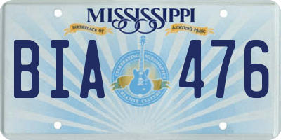 MS license plate BIA476