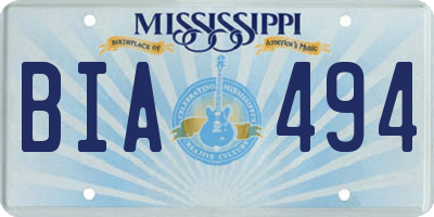 MS license plate BIA494