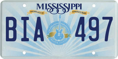 MS license plate BIA497