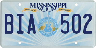 MS license plate BIA502