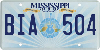 MS license plate BIA504