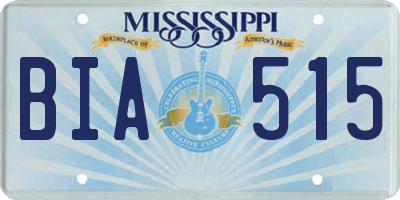 MS license plate BIA515
