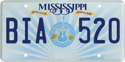 MS license plate BIA520